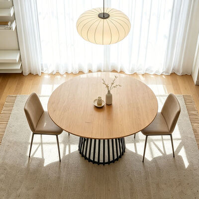 Mesa de comedor rectangular de estilo minimalista con borde vivo, muebles de comedor con Base de Metal, juego de mesa de comedor moderno de madera de 6 plazas