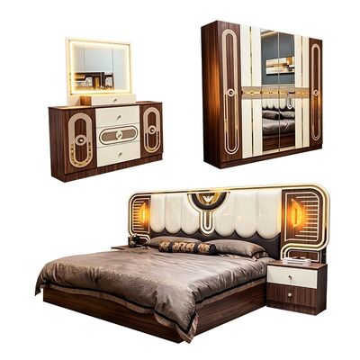 Clásico Royal Turco Completo Juego de Dormitorio Tamaño King Cama Principal Habitación Marco de Madera Barato Lujoso Moderno Juego de Muebles de Dormitorio