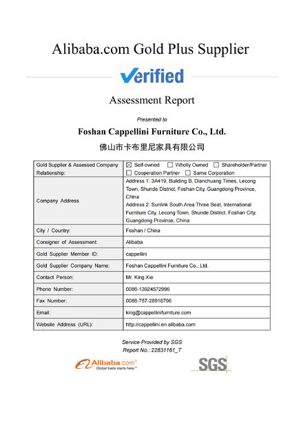 CHINA Bonvia Home  Furniture Co., Ltd. certificaciones